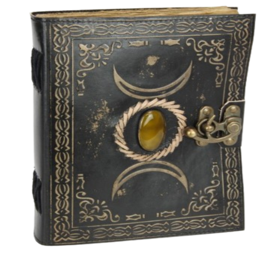 Triple Moon and Stone Leather Journal