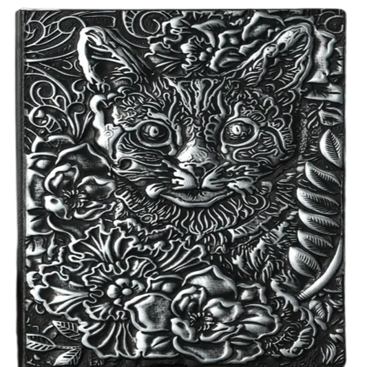 Embossed Cat Journal Silver