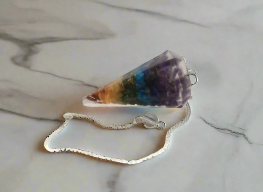 Chakra Pendulum Faceted Orgonite