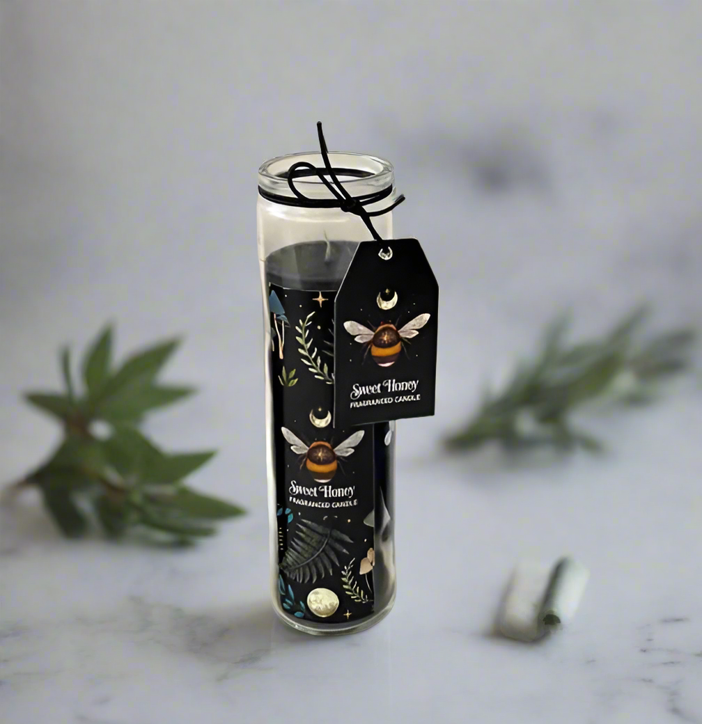 Moth Moon Pillar Candle - Sweet Honey