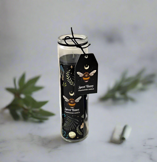 Moth Moon Pillar Candle - Sweet Honey