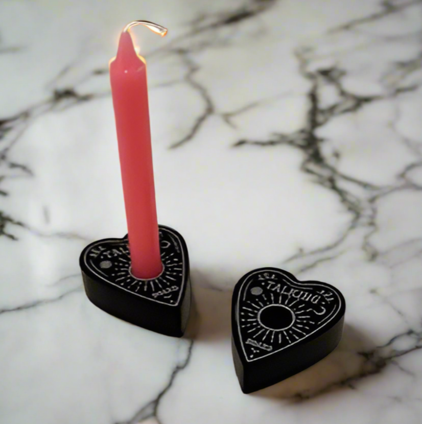 Heart Shaped Ouija Design Spell Candle Holder