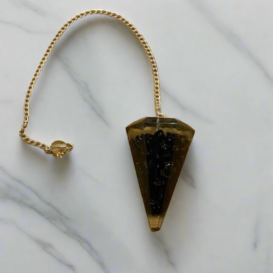 Pendulum Faceted Orgonite Black Tourmaline Faceted