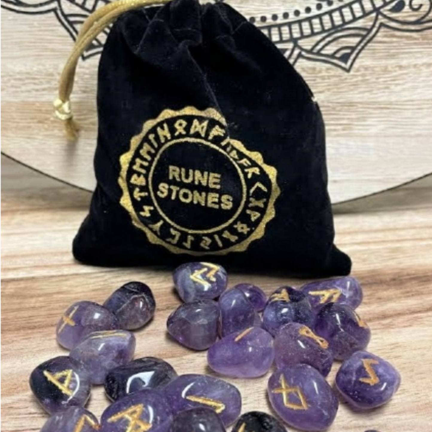 Rune Stones Amethyst in Velvet Pouch