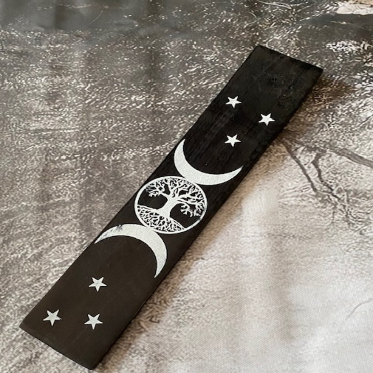 Incense Holder Black and White Tree of Life Triple Moon design