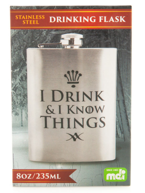 "I Drink I & Know Things" Hip Flask