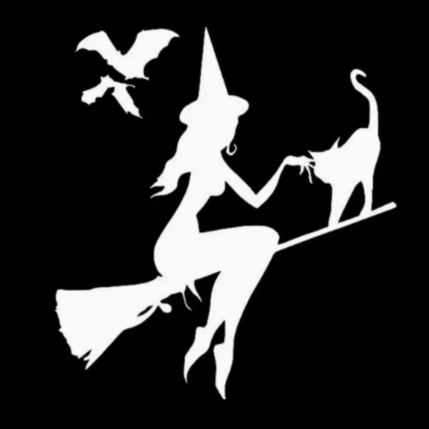 Witch and Cat Silhouette Sticker