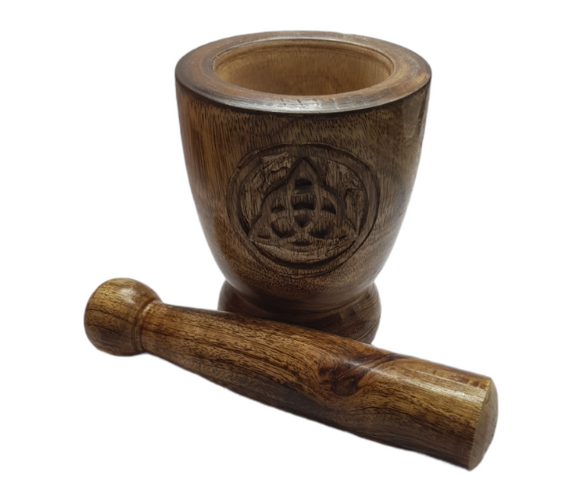 Wooden Triquetra Mortar and Pestle