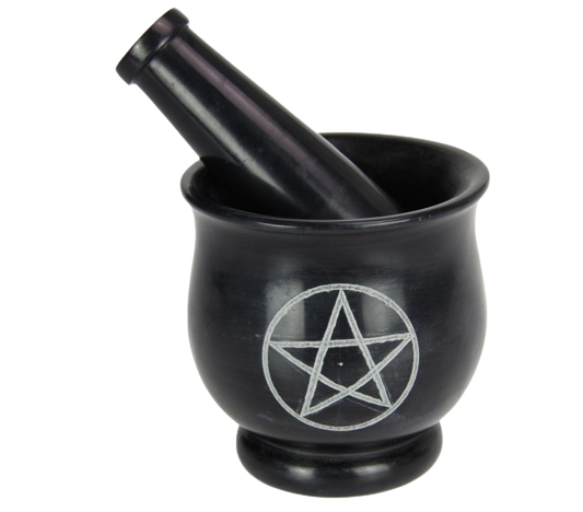 Mortar and Pestle Soap Stone Pentacle Design