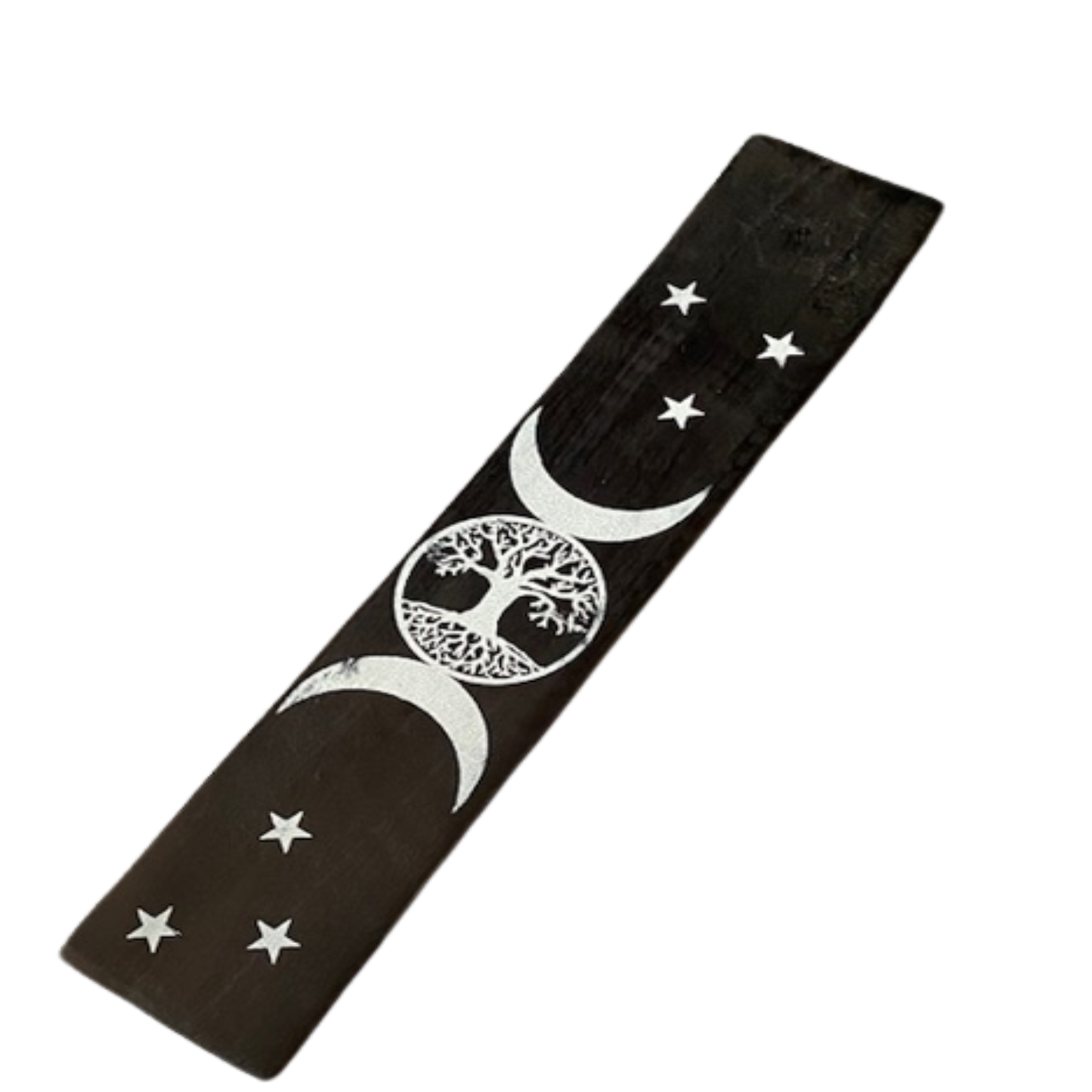 Incense Holder Black and White Tree of Life Triple Moon design