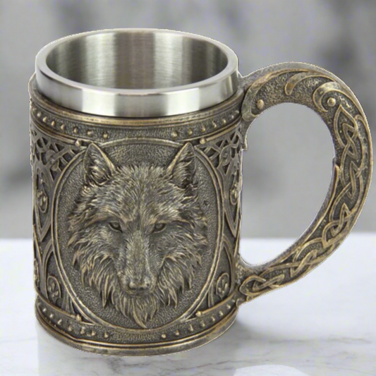 Wolf Mug Antique Finish