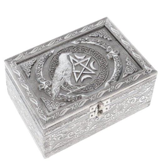 Metal Raven & Pentacle Embossed Box