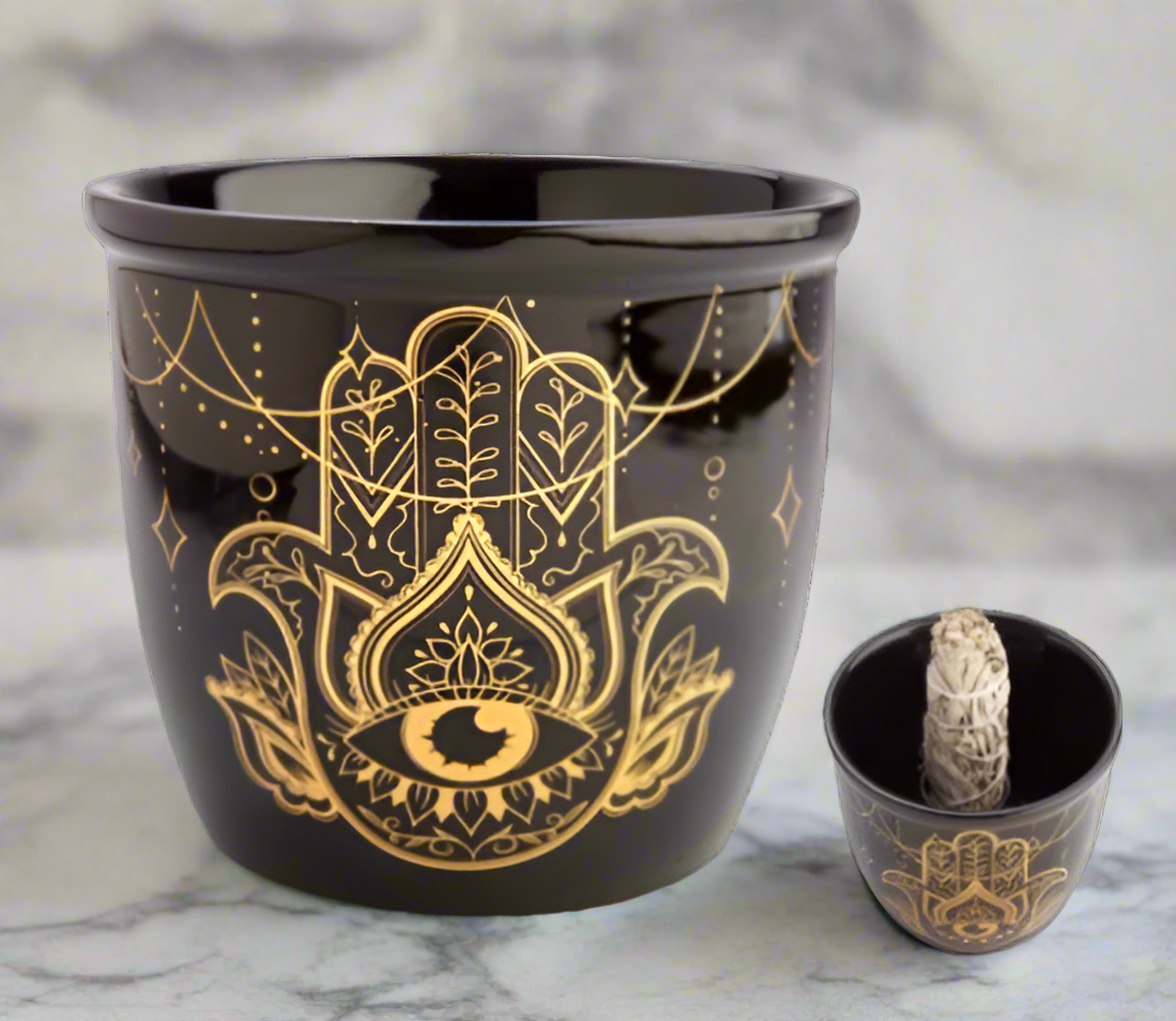 Smudge Bowl Hamsa Hand and Eye Design